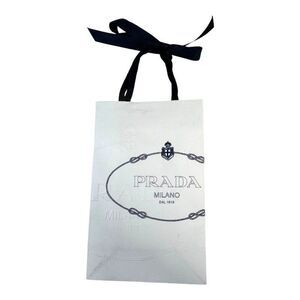 Prada Milano White Paper Gift Bag With Ribbon Handles Authentic Scarf Jewelry